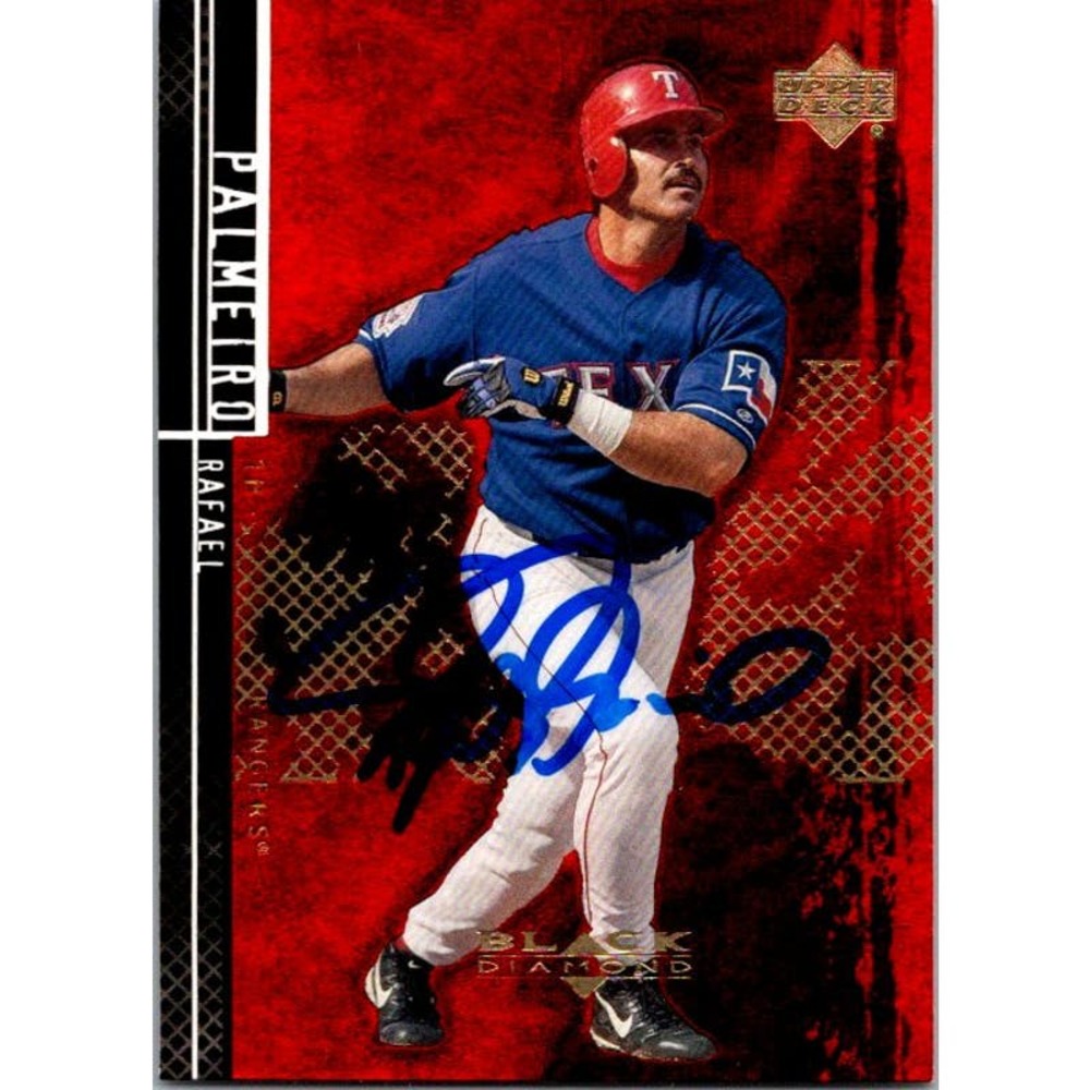 Rafael Palmeiro Signed Upper Deck Black Diamond #23 2001 Card Rangers Auto